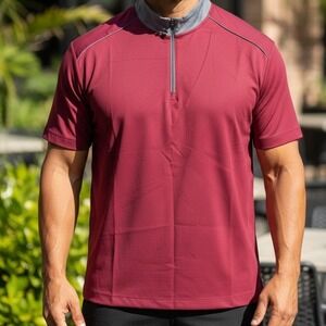 Mizuno Performance Mens XL Maroon 1/4 Zip Short Sleeve Windshirt Pullover Jacket